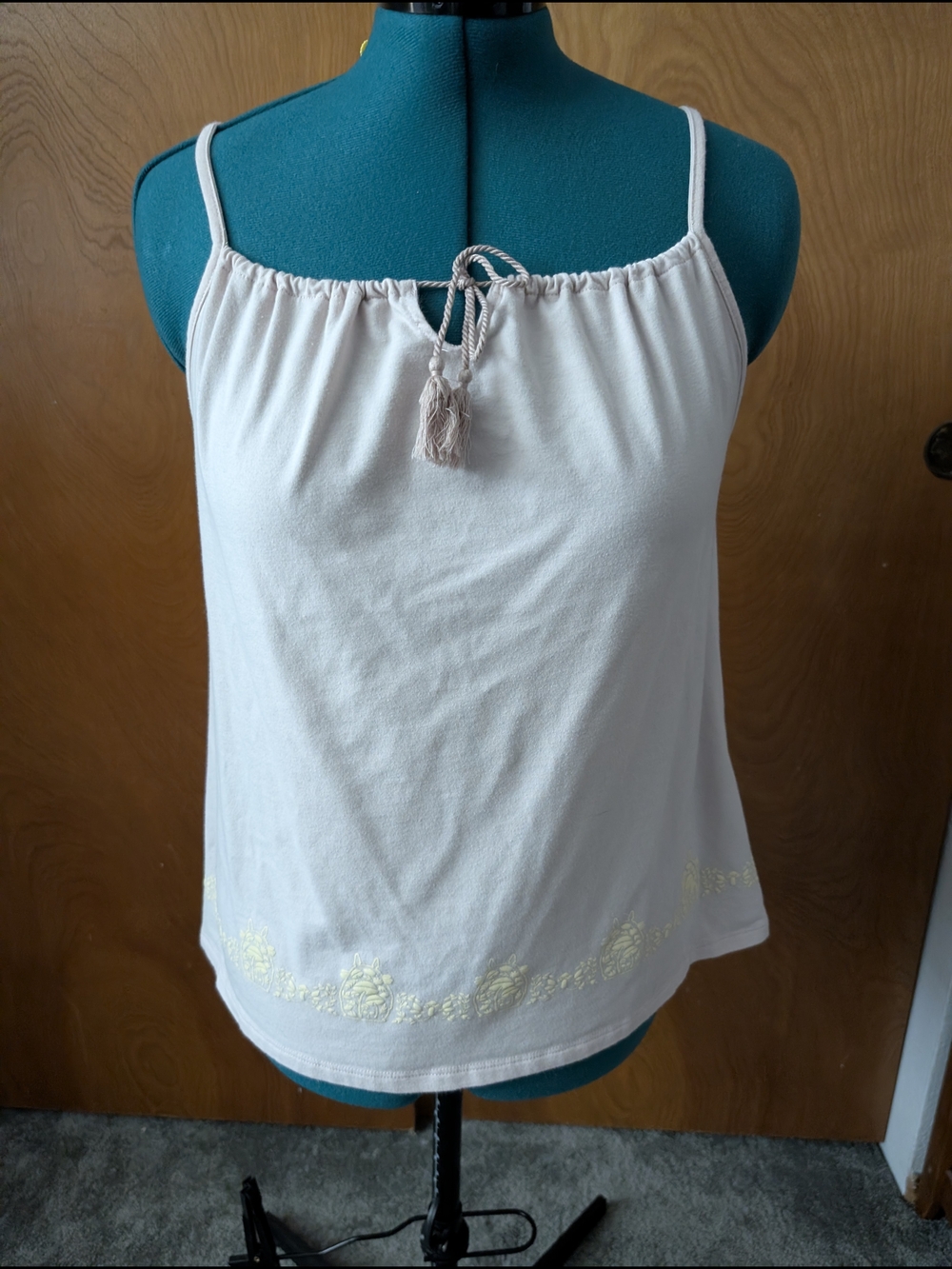 Totoro Cream Tassel Spaghetti Strap Tank Top